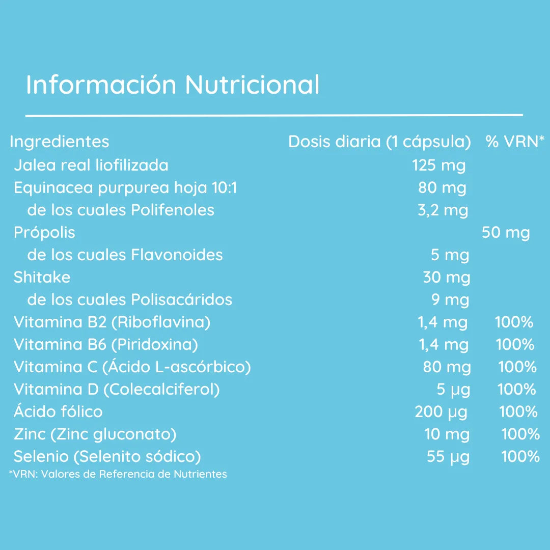Informacion nutricional multivitaminico para subir las defensas InmunoUp